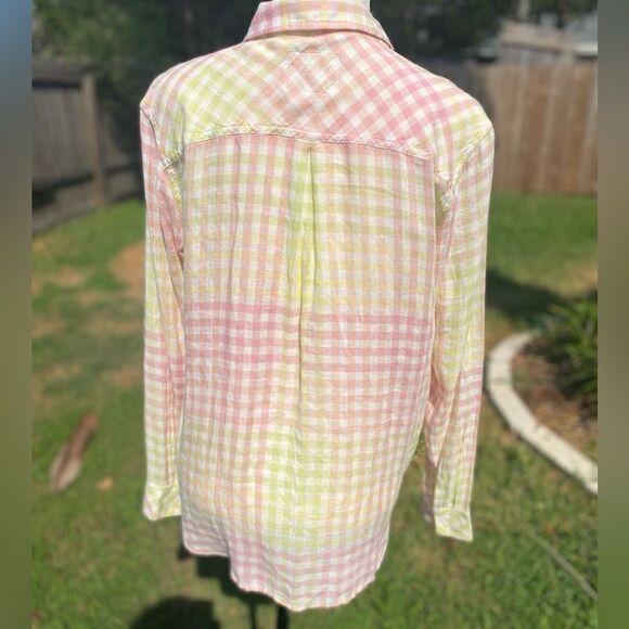 Rails Charlie Button Down Long Sleeve Lemonade Pastel Linen Blend Top - Picture 8 of 11